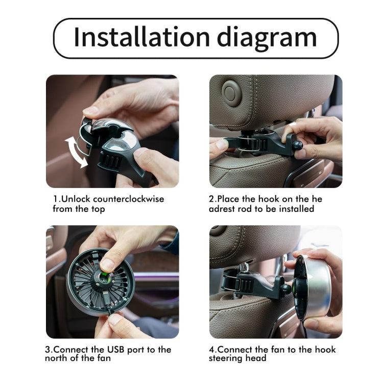 FE052 RGB Color Light USB Plug-in Clip-on Car Rear Seat Headrest Fan(Black) - HoMEdemic™ 