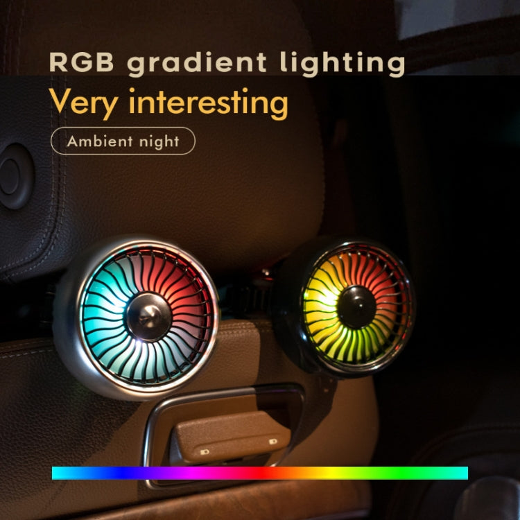 FE052 RGB Color Light USB Plug-in Clip-on Car Rear Seat Headrest Fan(Black) - HoMEdemic™ 