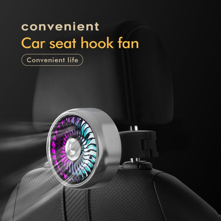 FE052 RGB Color Light USB Plug-in Clip-on Car Rear Seat Headrest Fan(Black) - HoMEdemic™ 