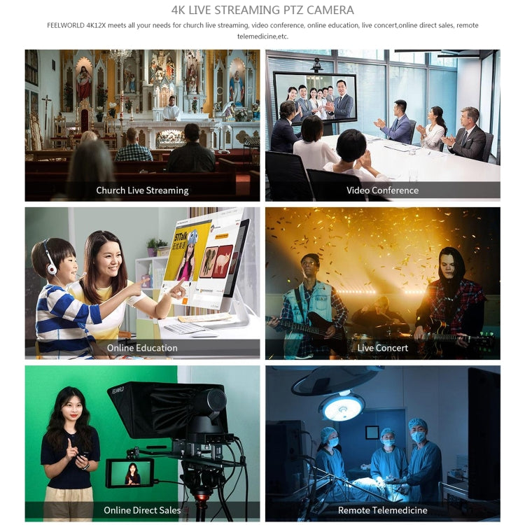FEELWORLD 4K12X 4K PTZ Camera 12X Optical Zoom AI Tracking HDMI USB IP Remote Control(AU Plug) - HoMEdemic™ 