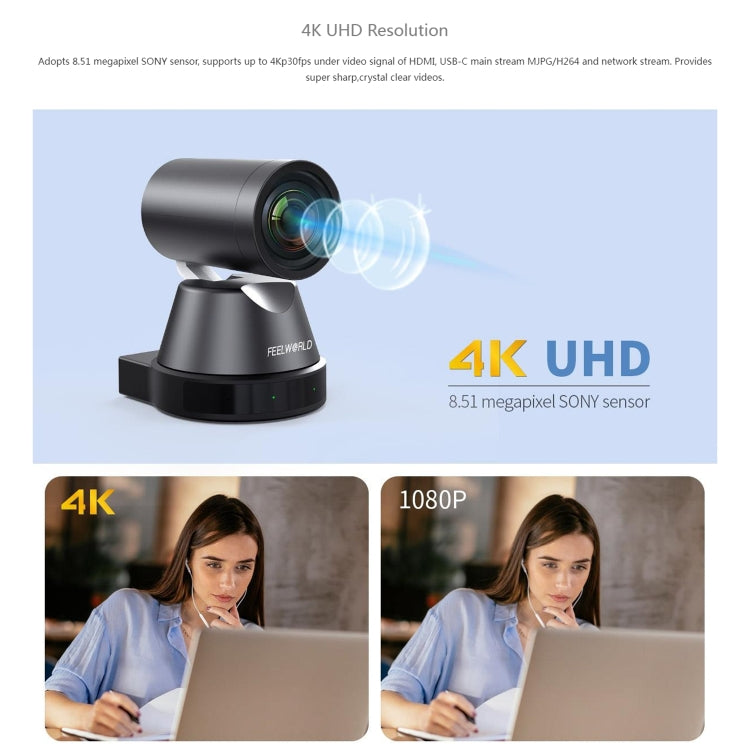 FEELWORLD 4K12X 4K PTZ Camera 12X Optical Zoom AI Tracking HDMI USB IP Remote Control(AU Plug) - HoMEdemic™ 