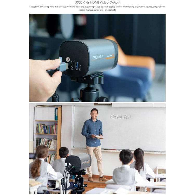 FEELWORLD HV10X Professional Streaming Camera Full HD 1080P 60fps USB 3.0 HDMI(AU Plug) - HoMEdemic™ 