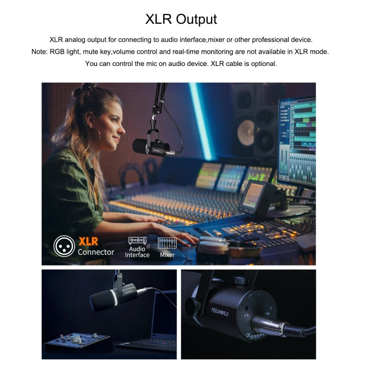 FEELWORLD PM1-XS XLR/USB Dynamic Microphone for Podcasting Recording Gaming Live Streaming (Black) - HoMEdemic™ 