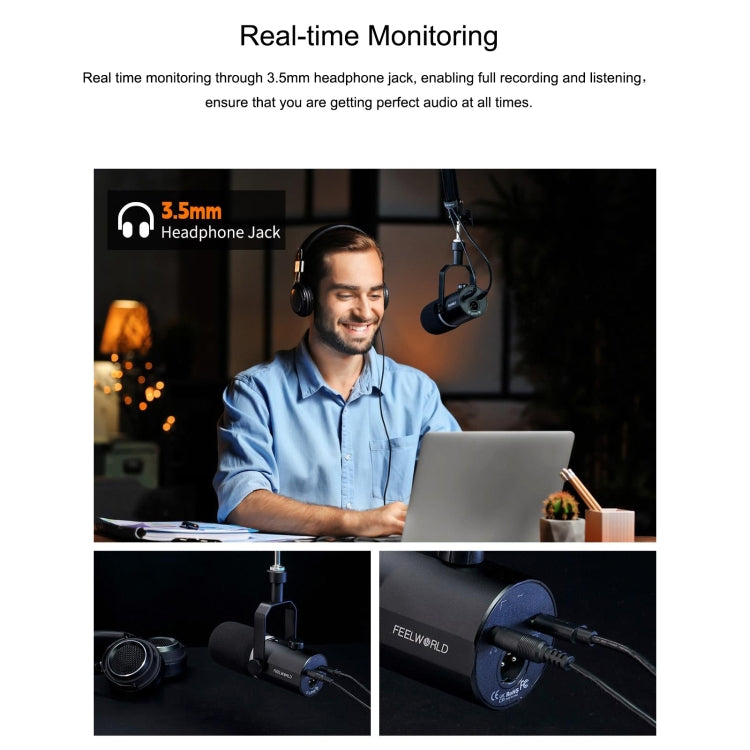 FEELWORLD PM1-XS XLR/USB Dynamic Microphone for Podcasting Recording Gaming Live Streaming (Black) - HoMEdemic™ 