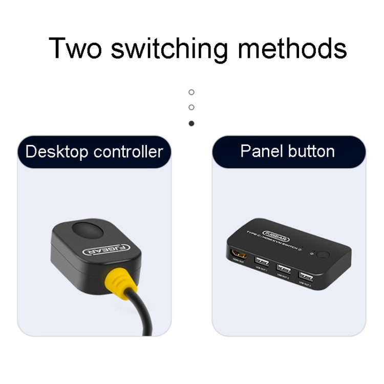 FJGEAR FJ-TYH201 Type-C / HDMI KVM Switch With Desktop Controller - HoMEdemic™ 