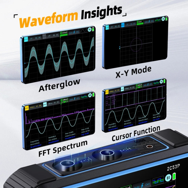 FNIRSI 2C53P Dual Channel Flat Panel Digital Oscilloscope Multimeter Signal Generator 3 In 1(Black) - HoMEdemic™ 