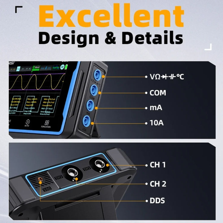 FNIRSI 2C53P Dual Channel Flat Panel Digital Oscilloscope Multimeter Signal Generator 3 In 1(Black) - HoMEdemic™ 