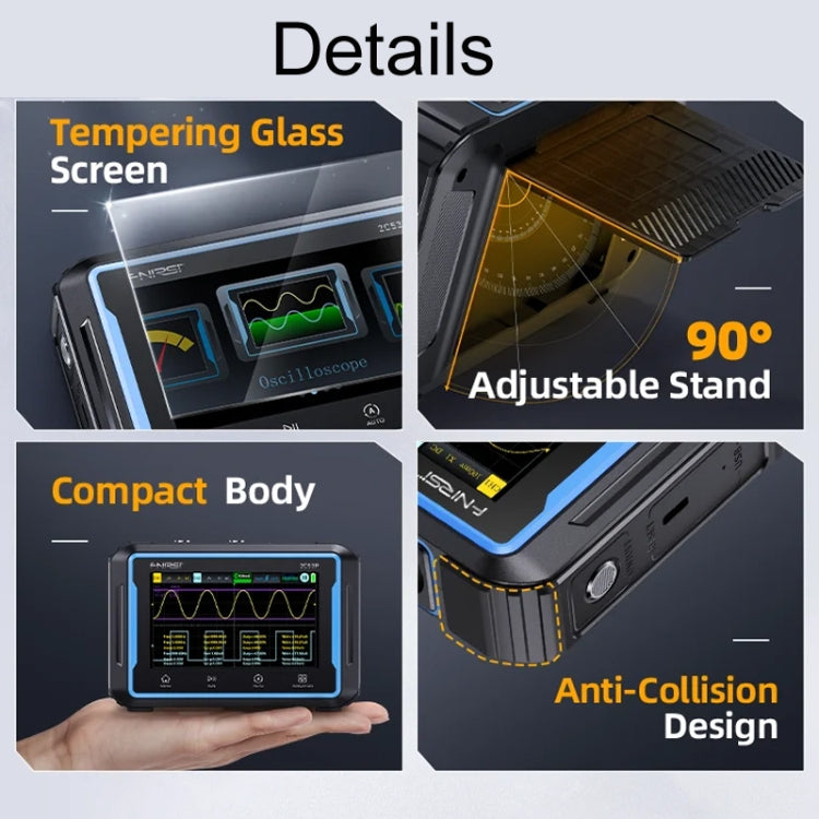 FNIRSI 2C53P Dual Channel Flat Panel Digital Oscilloscope Multimeter Signal Generator 3 In 1(Black) - HoMEdemic™ 