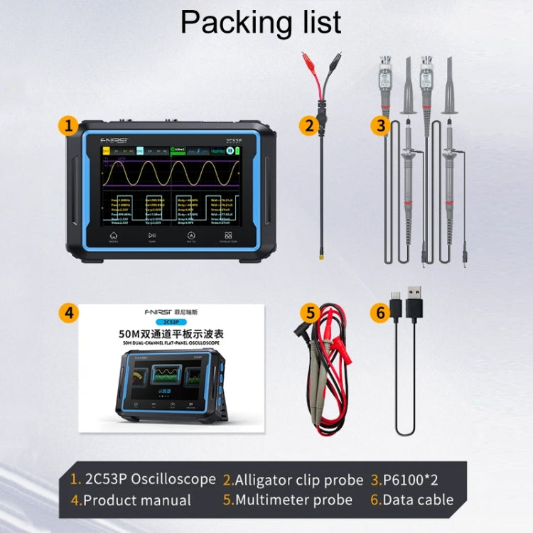 FNIRSI 2C53P Dual Channel Flat Panel Digital Oscilloscope Multimeter Signal Generator 3 In 1(Black) - HoMEdemic™ 