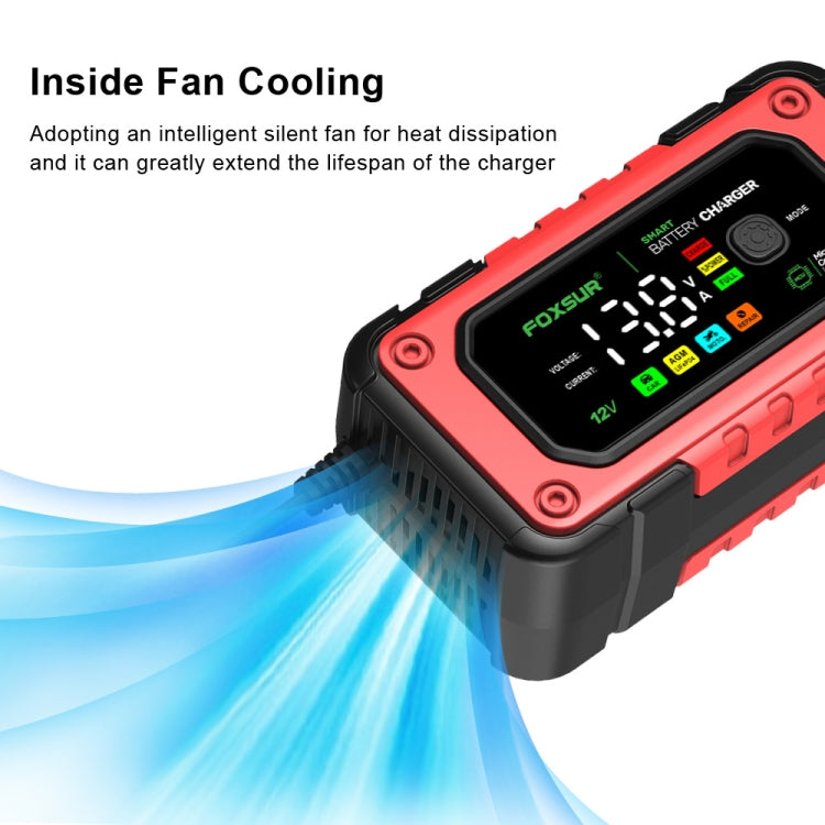 FOXSUR 7A 12V Car / Motorcycle Smart Battery Charger, Plug Type:US Plug(Red) - HoMEdemic™ 