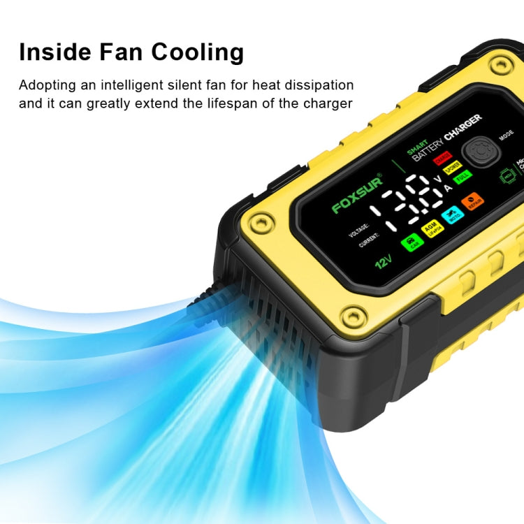 FOXSUR 7A 12V Car / Motorcycle Smart Battery Charger, Plug Type:US Plug(Yellow) - HoMEdemic™ 