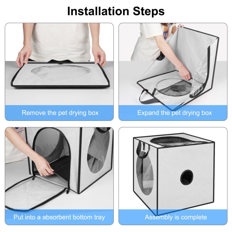 FUNADD Pet Bath Drying Box Portable Folding Dryer Cage, Suitable for Pets up to 5kg(Grey) - HoMEdemic™ 