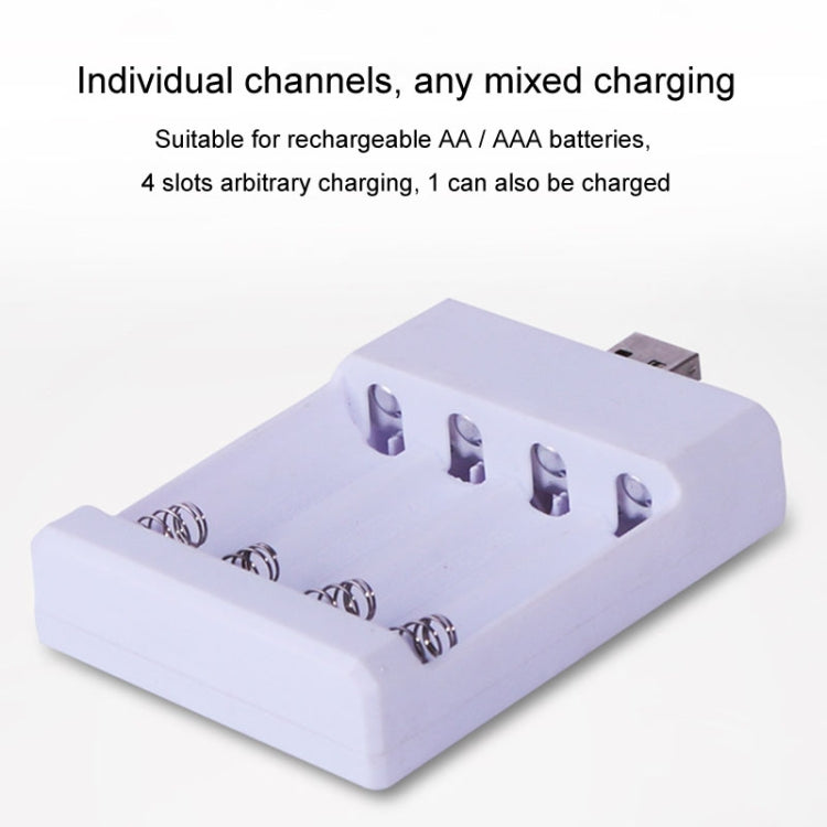 Fast USB 4 Slot Battery Charger AA/AAA Rechargeable Battery Universal Four Slot Charging Box, Model: Directly Plug-in - HoMEdemic™ 