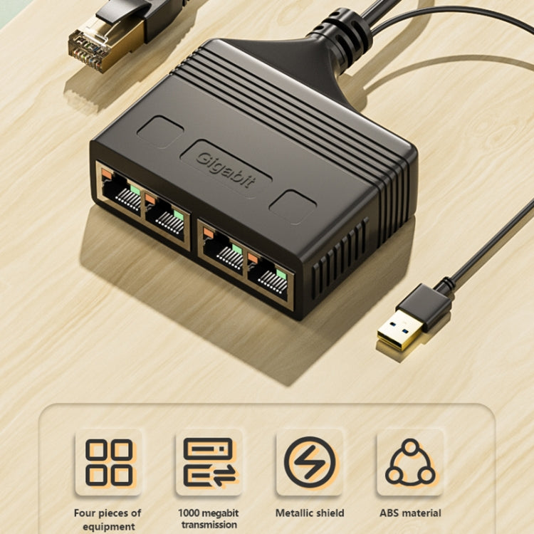 Female RJ45 4 in 1 Gigabit Network Splitter Cable Ethernet Network Coupler - HoMEdemic™ 