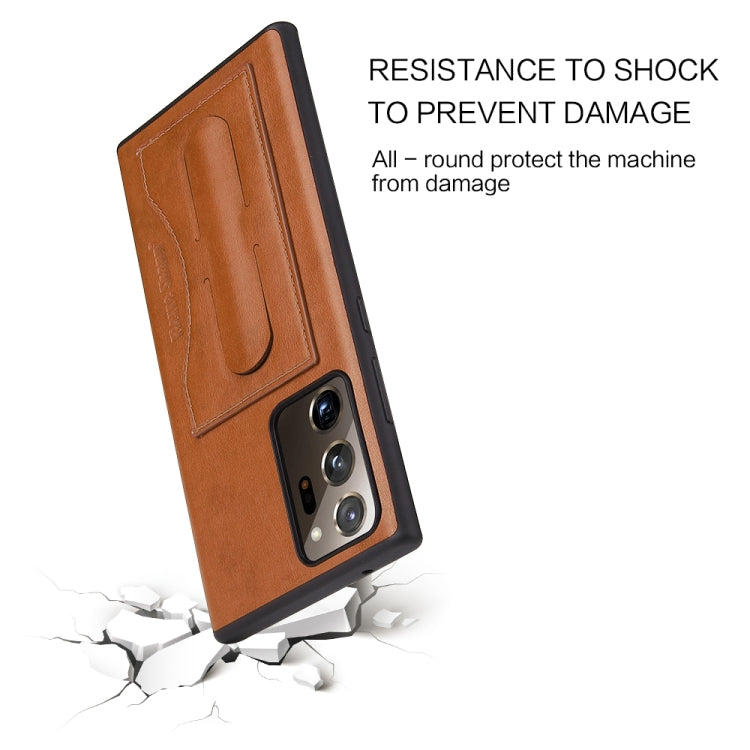Fierre Shann Full Coverage Protective Leather Case with Holder & Card Slot, For Galaxy Note20 Ultra - HoMEdemic™ 