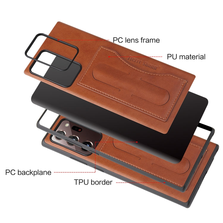 Fierre Shann Full Coverage Protective Leather Case with Holder & Card Slot, For Galaxy Note20 Ultra - HoMEdemic™ 