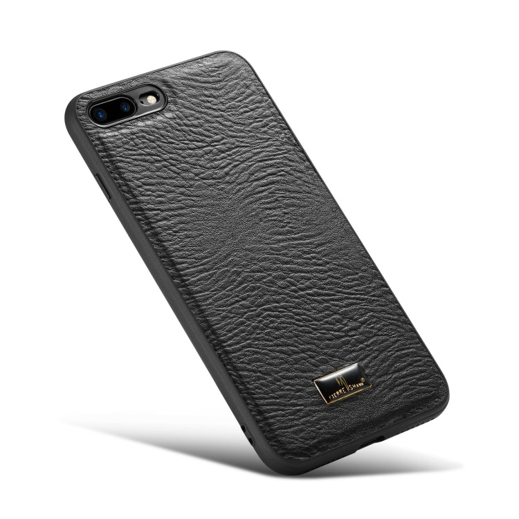 Fierre Shann Leather Texture Phone Back Cover Case For iPhone 8 Plus / 7 Plus(Cowhide Black) - HoMEdemic™ 