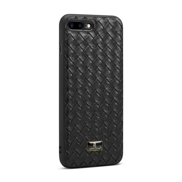 Fierre Shann Leather Texture Phone Back Cover Case For iPhone 8 Plus / 7 Plus(Woven Black) - HoMEdemic™ 
