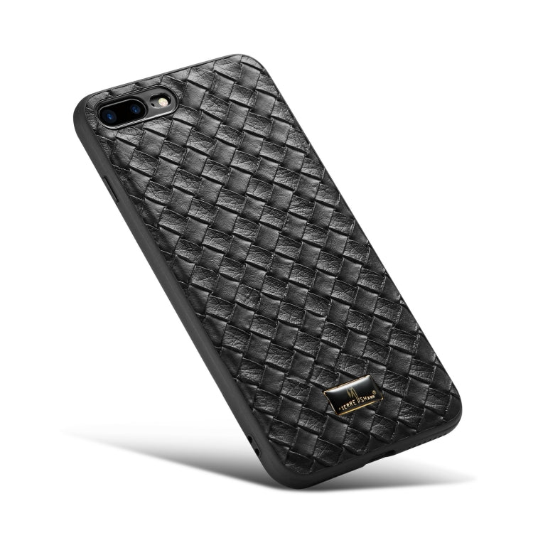 Fierre Shann Leather Texture Phone Back Cover Case For iPhone 8 Plus / 7 Plus(Woven Black) - HoMEdemic™ 