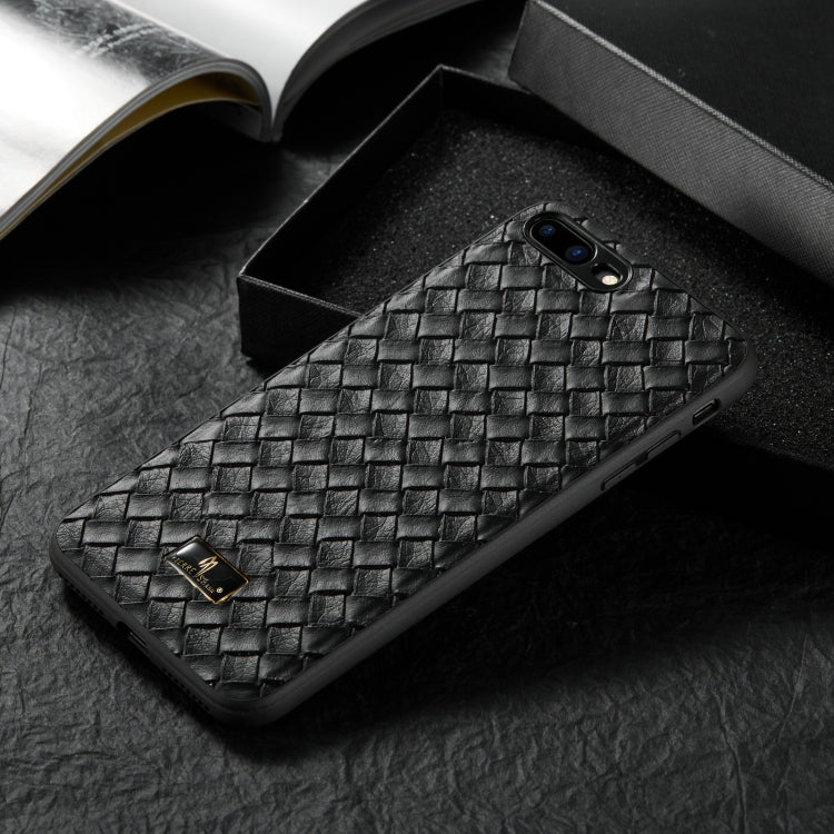 Fierre Shann Leather Texture Phone Back Cover Case For iPhone 8 Plus / 7 Plus(Woven Black) - HoMEdemic™ 