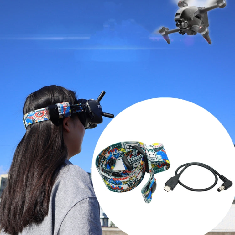 Flight Video Glasses Graffiti Color Headband Fixed Strap For DJI FPV Goggles V2 Strap + Power Line - HoMEdemic™ 