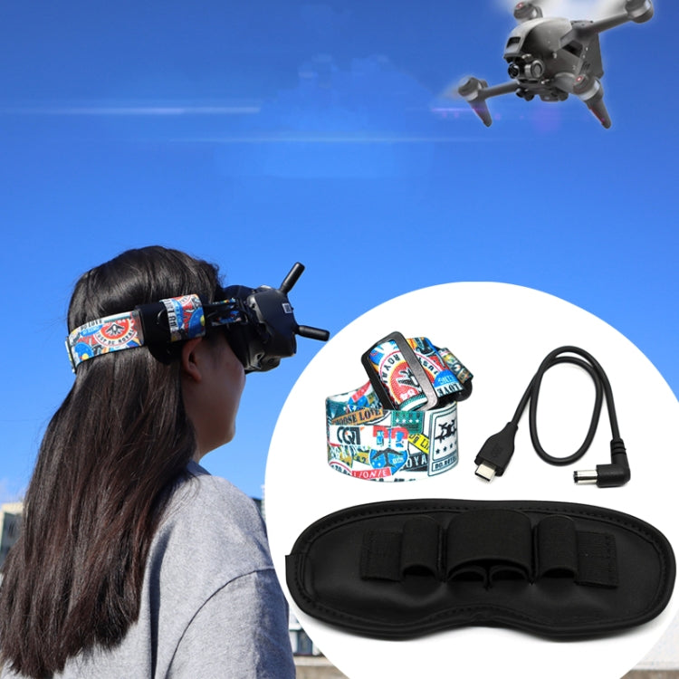 Flight Video Glasses Graffiti Color Headband Fixed Strap For DJI FPV Goggles V2 Strap + Power Line + Pad - HoMEdemic™ 