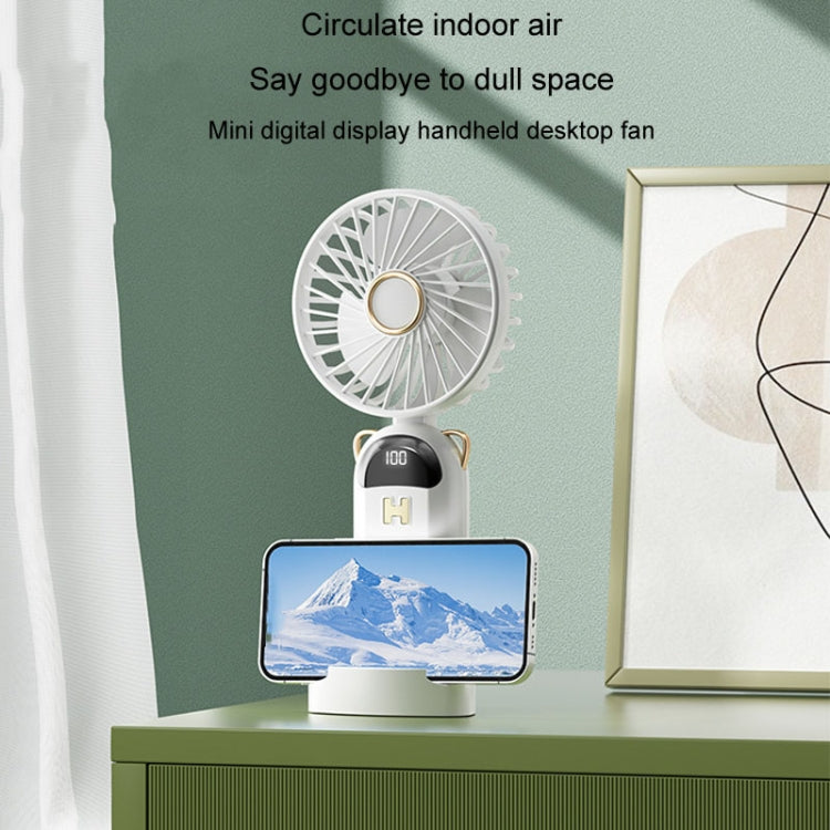 Foldable Digital Display USB Charging Fan Handheld Mute Hanging Neck Outdoor Small Fan(Blue) - HoMEdemic™ 