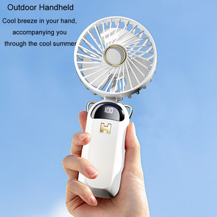 Foldable Digital Display USB Charging Fan Handheld Mute Hanging Neck Outdoor Small Fan(Green) - HoMEdemic™ 