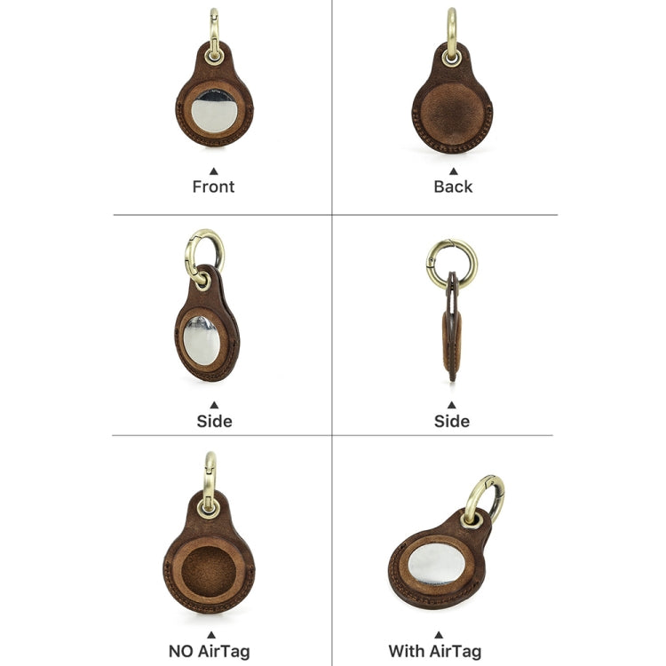 For Airtag 2nd Gen / AirTag 1st Gen CONTACTS FAMILY CF1139 First-Layer Cowhide Tracker Protective Case Pet Locator Leather Case(Brown) - HoMEdemic™ 