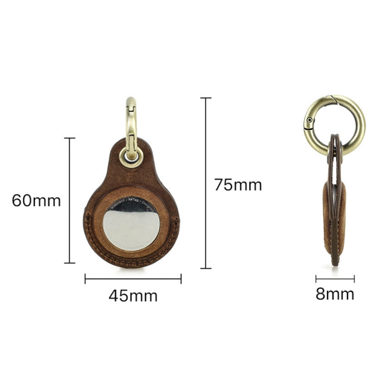 For Airtag 2nd Gen / AirTag 1st Gen CONTACTS FAMILY CF1139 First-Layer Cowhide Tracker Protective Case Pet Locator Leather Case(Brown) - HoMEdemic™ 