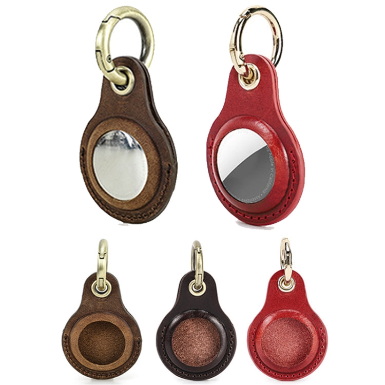 For Airtag 2nd Gen / AirTag 1st Gen CONTACTS FAMILY CF1139 First-Layer Cowhide Tracker Protective Case Pet Locator Leather Case(Dark Brown) - HoMEdemic™ 