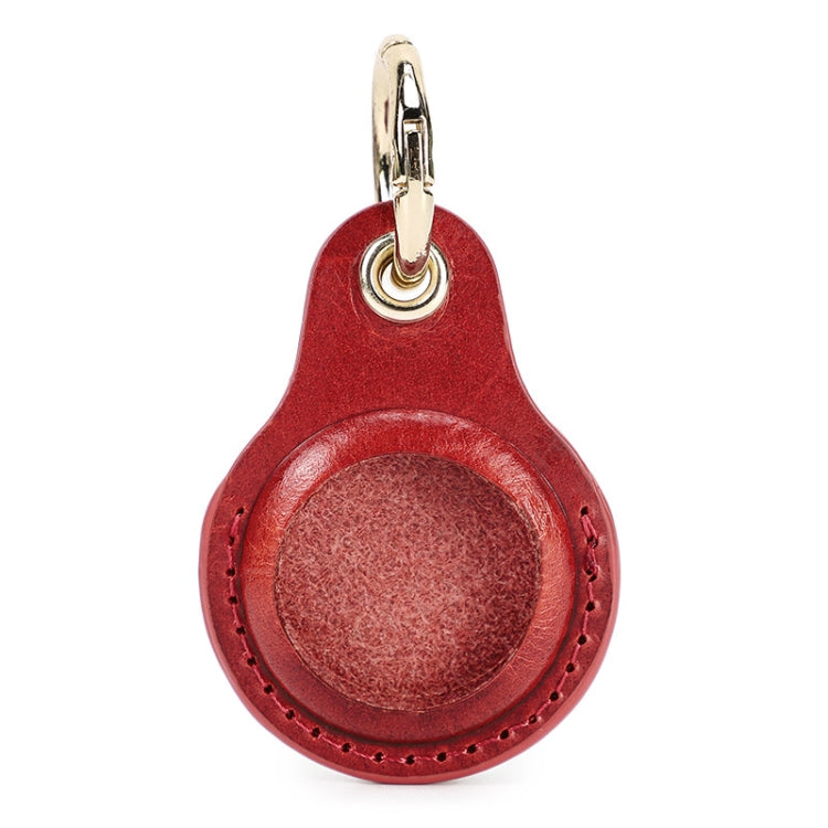 For Airtag 2nd Gen / AirTag 1st Gen CONTACTS FAMILY CF1139 First-Layer Cowhide Tracker Protective Case Pet Locator Leather Case(Red) - HoMEdemic™ 
