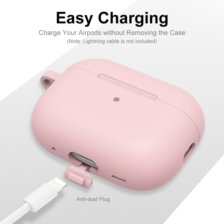 For Apple AirPods Pro 2 2022 ENKAY Thickened Silicone Protective Case with Keychain(Matte Pink) - HoMEdemic™ 