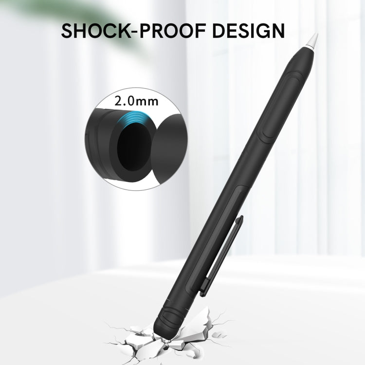 For Apple Pencil 1 AhaStyle PT141 Triple Defense Pen Clip Silicone Protective Case(Black) - HoMEdemic™ 