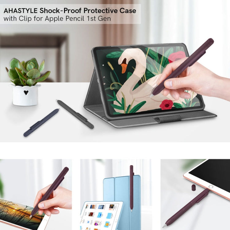 For Apple Pencil 1 AhaStyle PT141 Triple Defense Pen Clip Silicone Protective Case(Midnight Blue) - HoMEdemic™ 