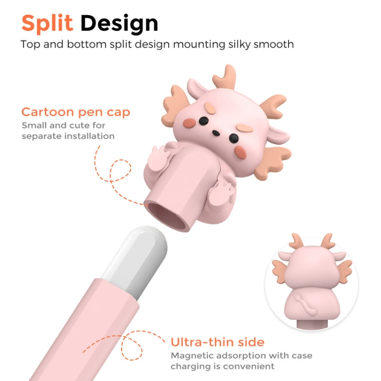 For Apple Pencil 2 AhaStyle Cartoon Dragon Pen Case Capacitive Stylus Silicone Cover(Pink) - HoMEdemic™ 