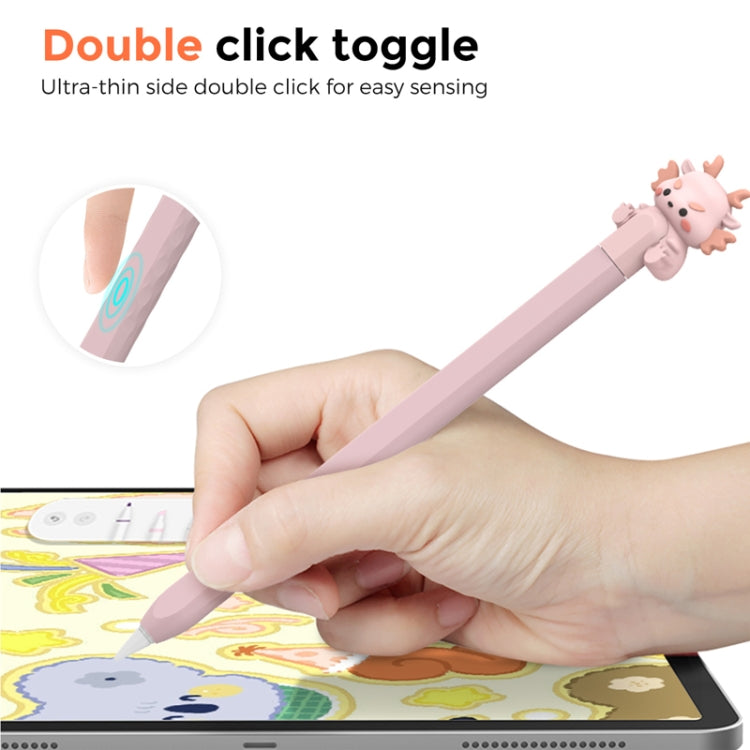 For Apple Pencil 2 AhaStyle Cartoon Dragon Pen Case Capacitive Stylus Silicone Cover(Pink) - HoMEdemic™ 