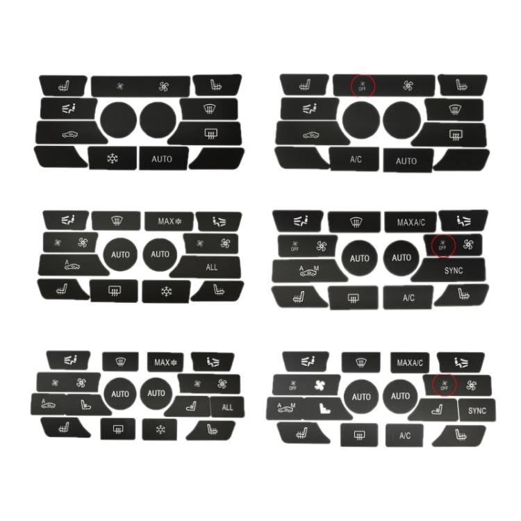 For BMW 5 Series/7 Series/X5/C6/F10/F01/F15 Air Conditioning Button Repair Sticker, Style: A 13pcs With OFF - HoMEdemic™ 