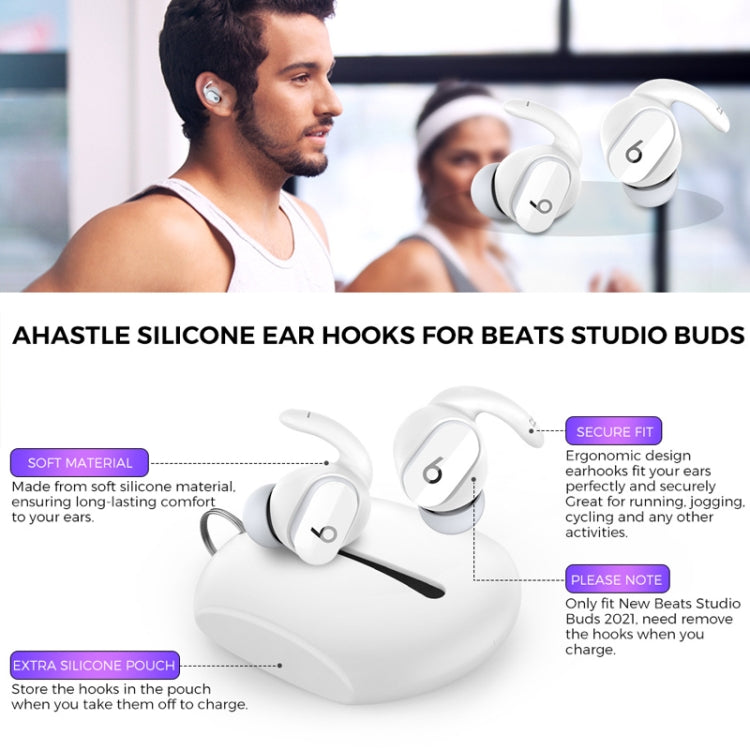 For Beats Studio Buds AhaStyle PT172 Earphone Silicone Ear Caps, Style: Earcap x 3+Case (White) - HoMEdemic™ 