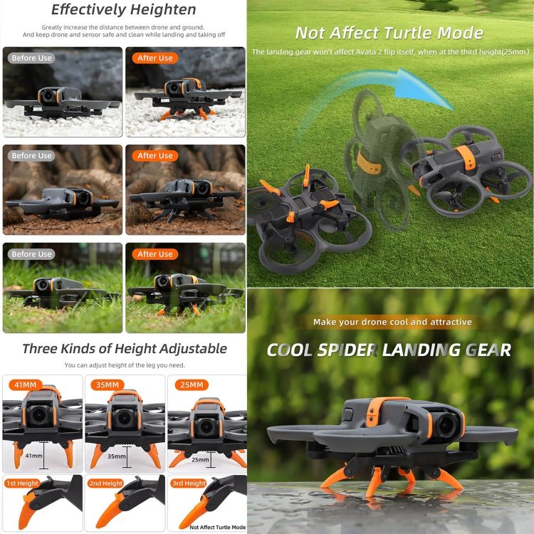 For DJI AVATA 2 Sunnylife LG797 Landing Gear Extensions Heightened Spider Gears Support Leg (Grey) - HoMEdemic™ 