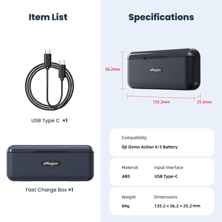For DJI Action 4 / 3 aMagisn Fast Charge Charging Box Charger Sports Camera Accessories - HoMEdemic™ 