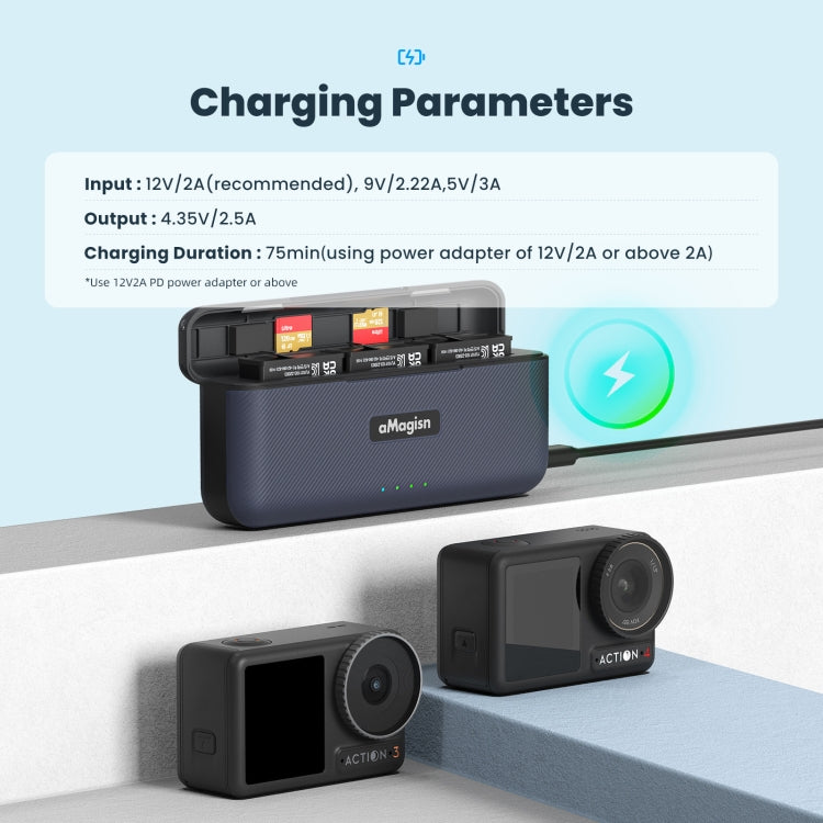 For DJI Action 4 / 3 aMagisn Fast Charge Charging Box Charger Sports Camera Accessories - HoMEdemic™ 