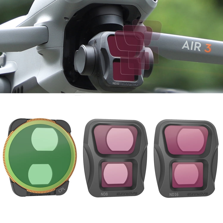 For DJI Air 3 Sunnylife Camera Lens Filter, Filter:3 in 1 CPL ND8 ND16 - HoMEdemic™ 