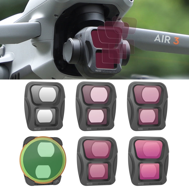 For DJI Air 3 Sunnylife Camera Lens Filter, Filter:6 in 1 MCUV CPL ND4 ND8 ND16 ND32 - HoMEdemic™ 