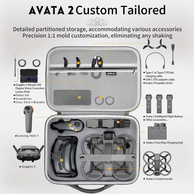 For DJI Avata 2 STARTRC Drone Handbag Messenger Storage Bag (Light Grey) - HoMEdemic™ 