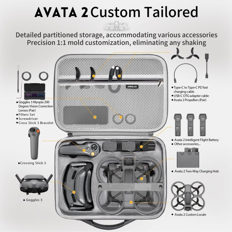 For DJI Avata 2 STARTRC WP2 Drone Handbag Messenger Storage Bag (Light Grey) - HoMEdemic™ 