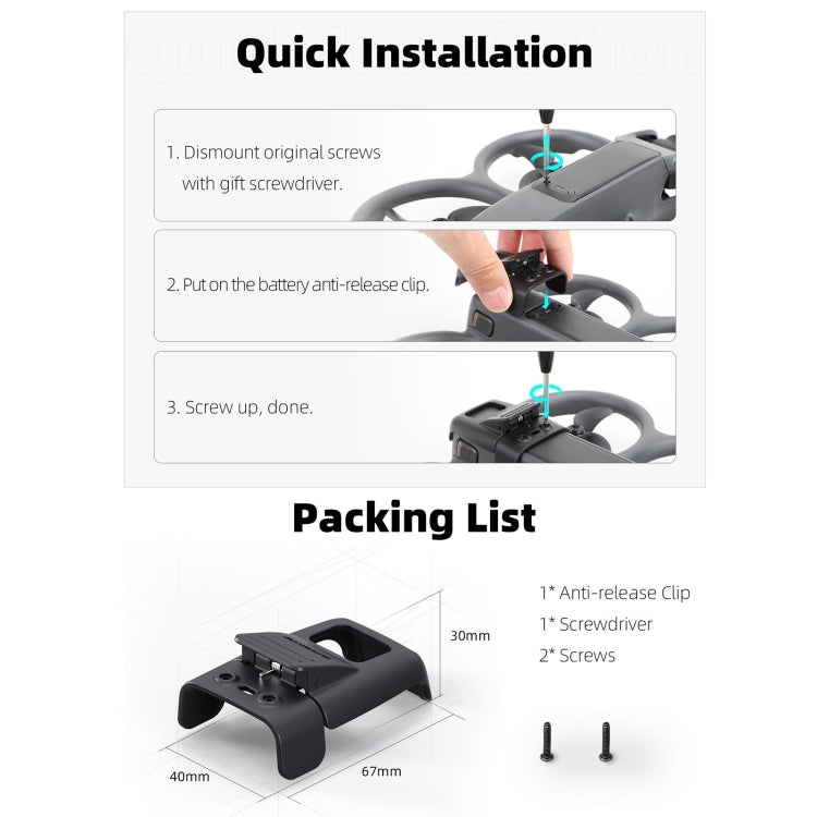 For DJI Avata 2 Sunnylife Battery Anti-release Buckle Clip Lock-up Anti-falling Battery Safety Lock Buckle Guard (Black) - HoMEdemic™ 