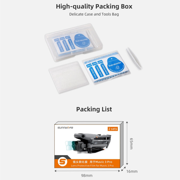 For DJI Mavic 3 Pro Sunnylife M3P-BHM578 2 Sets HD Explosion-proof Tempered Glass Film - HoMEdemic™ 