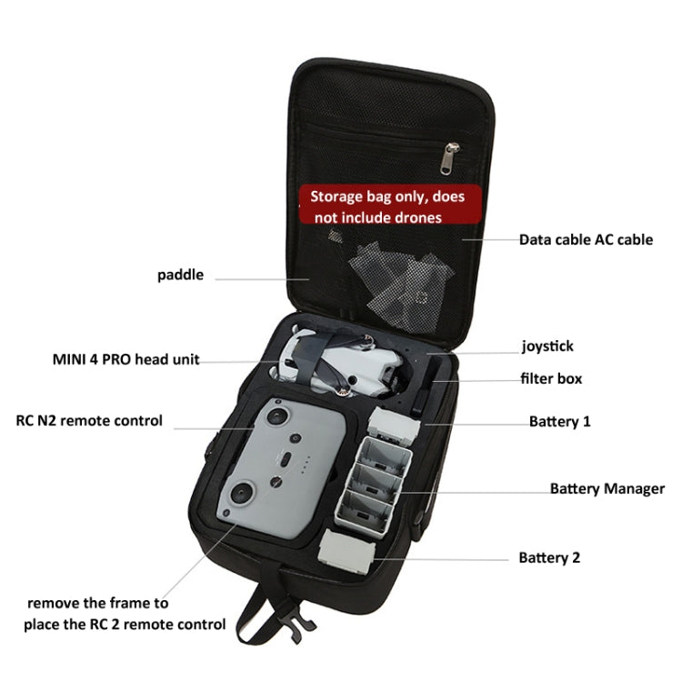 For DJI Mini 4 Pro BKANO Storage Bag Shoulder Bag Messenger Bag Suitcase(Black) - HoMEdemic™ 