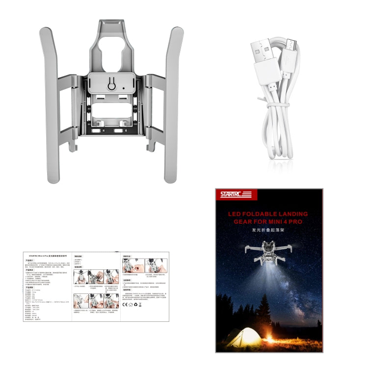 For DJI Mini 4 Pro STARTRC LED Light Folding Heightened Landing Gear Training Rack (Grey) - HoMEdemic™ 